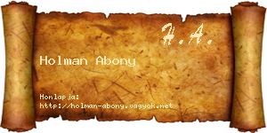 Holman Abony névjegykártya